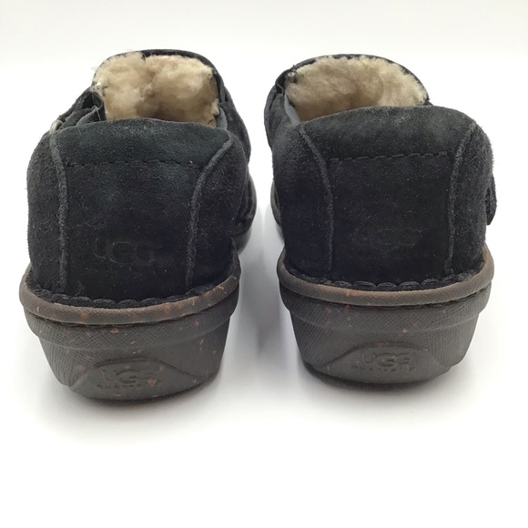 UGG black suede sheepskin loafer casual shoes size 5 - Picture 8 of 10